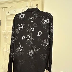 Floral Black and White Long Sleeve Shirt